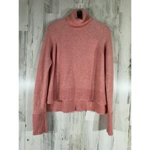 J Crew Turtleneck Sweater Size Small Pink High Low Hem Merino Wool Alpaca Blend